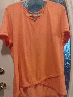 Chico's Orange Short Sleeve Layered Tee